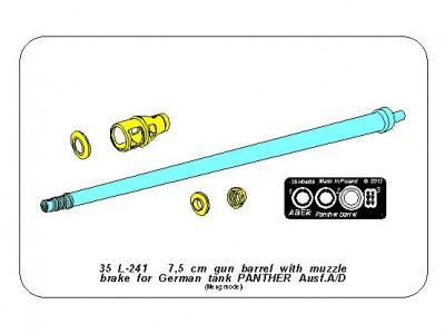 7,5 cm  barrel  with muzzle brake for Panther Ausf.A/D