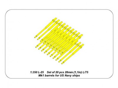 Set of 20 pcs 28 mm (1,1in) L/75Mk.1 barrels for US Navy ships - 6