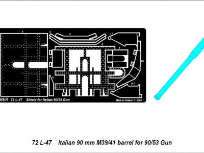 Lufa 90mm do włoskiego działa 90/53 z osłoną - 4