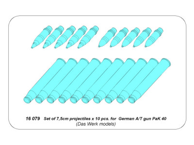 Set of 7,5cm projectiles x 10 pcs. for  German A/T gun PaK 40