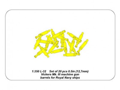 Set of 20 pcs 0,5in (12,7mm) Vickers Mk.III machine gun barrels for Royal Navy ships - 5