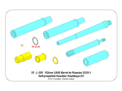 152mm 2A88 Barrel to Russian 2S35-1 Self-propelled Howitzer Koalitsiya-SV