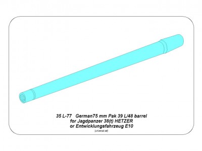 German 75 mm Pak39 L/48 barrel for Hetzer or E10