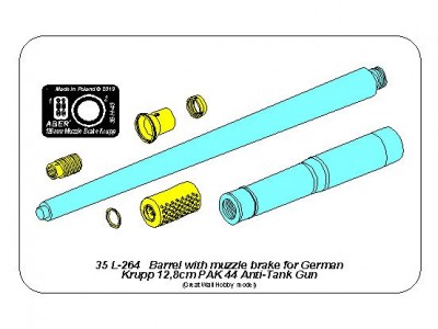 Barrel with muzzle brake for German Krupp 12,8cm PAK 44 Anti-Tank Gun (Great Wall) - 14