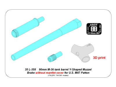 90 mm M-36 tank barrel Y-Shaped Muzzel Brake without mantlet cover for U.S. M47 Patton