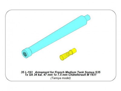Zestaw uzbrojenia do francuskiego czołgu średniego Somua S35 1x SA 34 kal. 47 mm; 1x 7.5 mm Châtellerault M 1931 - 12