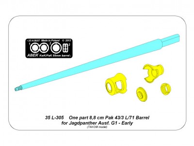 German 8,8cm One part Pak 43/3 L/71 barrel for Jagdpanther Ausf G1 early (Takom) - 12
