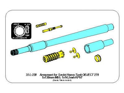 Armament for Soviet Heavy Tank OBJECT 279 1x130mm, 2x14,5mm - 19