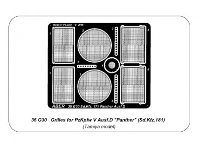 Grilles for PzKpfw V Ausf.D Panther (Sd.Kfz.181)