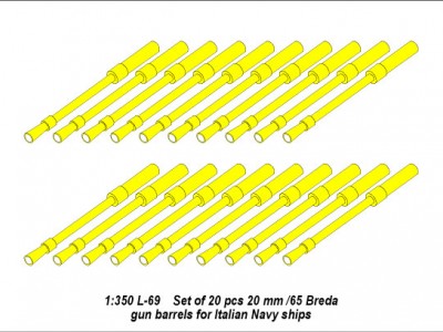 Zestaw 20 luf do działek 20mm/65 Breda do Włoskich okrętów - 5