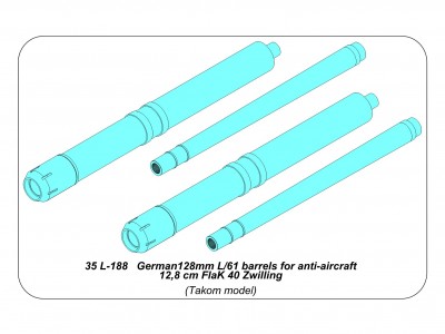 German 128mm L/61 barrels for anti-aircraft 12,8 cm FlaK 40 Zwilling - 11