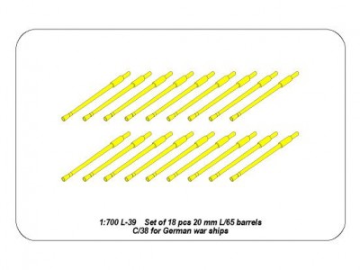 Set of 18 pcs 20 mm L/65 C/38 gun barrels for German war ships - 8