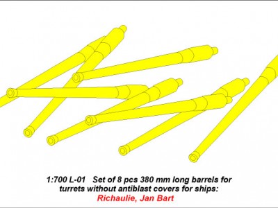 Set of 8 pcs 380 mm long barrels for turrets without antiblast covers ships Richelieu, Jean Bart - 7