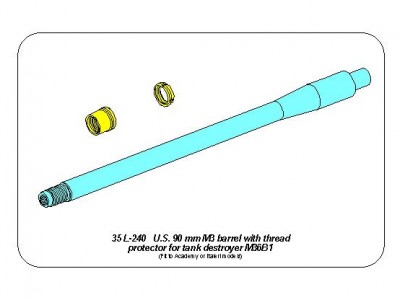 90 mm M3 lufa z osłoną gwintu do niszczyciela czołgów M36B1 - 14