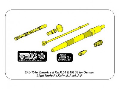 Barrels set KwK.30  MG 34 for Pz.Kpfw. II, Ausf. A-F - 13