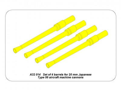Set of 4 barrels for Japanese 20 mm Type 99 aircraft machine cannons - 5