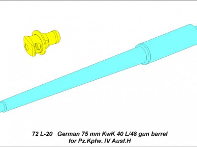 German 75mm KwK 40 L/48 gun barrel for Pz.Kpfw. IV Ausf.H - 4