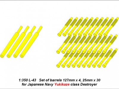 Set of barrels 127mm x 4; 25mm x 30 for  Japan Navy Yukikaze class Destroyer - 4