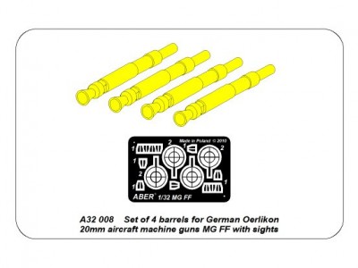 Zestaw 2 toczonych Luf do niemieckich karabinów maszynowych 20mm typu Oerlikon MG FF - 6