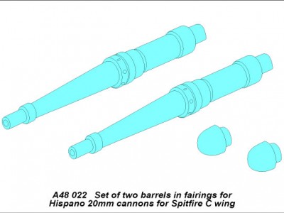 Zestaw 2 toczonych Luf do 20mm automatycznych działek  Hispano do brytyjskiego myśliwca Spitfire - 4