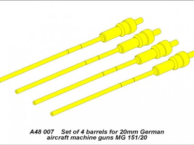 Zestaw 4 toczonych luf do niemieckich karabinów maszynowych 20mm typu MG 151/20 - 7