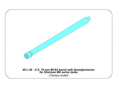 U.S. 76 mm M1A2 barrel with thread protector for Sherman M4 series tanks - 6