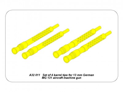 Set of 4 barrel tips for German 13 mm MG 131 aircraft machine gun - 4