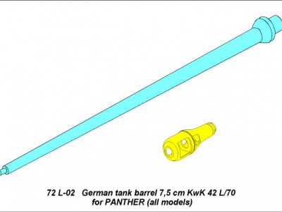 German Tank Barrel 7,5cm KwK 42L/70 for Panther - 5