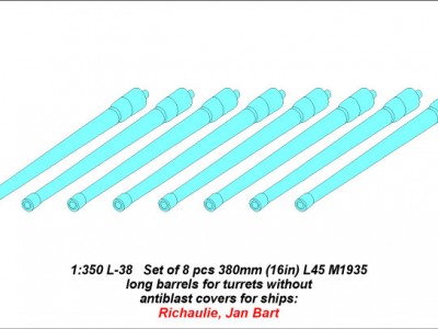 Set of 8 pcs 380 mm long barrels for ships Richeulieu, Jean Bart - 6
