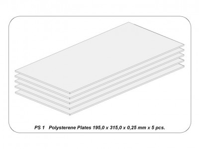 Polystyrene plates 195 x 315 x 0,25 mm x 5 pcs. - 2