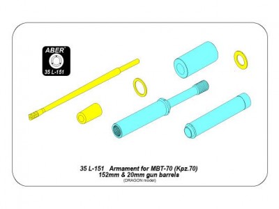 Armament for MBT-70 - 152mm and 20mm gun barrels - 14