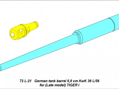 German tank barrel 8,8cm KwK 36 L/56 for (Late model) Tiger I - 5