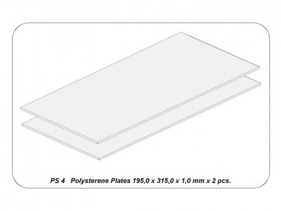 Polystyrene plates 195 x 315 x 1,00 mm x 2 pcs.