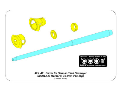 Barrel for German Tank Destroyer Sd.Kfz.139 Marder III 76,2mm Pak36(r)