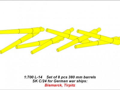 Zestaw 8 luf 380 mm do okrętów: Bismarck, Tirpitz - 4