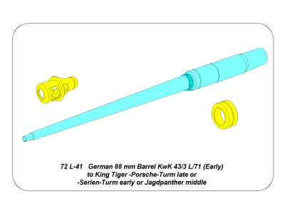 German 88 mm Barrel KwK 43/3 L/71 (Early) to King Tiger -Porsche-Turm late or -Serien-Turm early or Jagdpanther middle