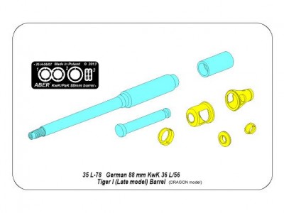 88mm KwK36/L56 barrel for German Tank Tiger I, Ausf. E - with late muzzle brake - 9