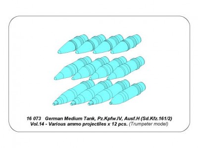 Zestaw 12 szt.  samych pocisków 7,5cm czołgu Panzer IV  - 6