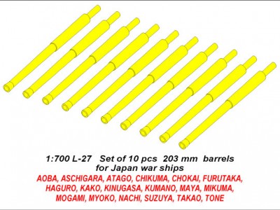 Zestaw 10 luf 203 mm do Japońskich okrętów typu: Atago, Kumano, Myoko - 5