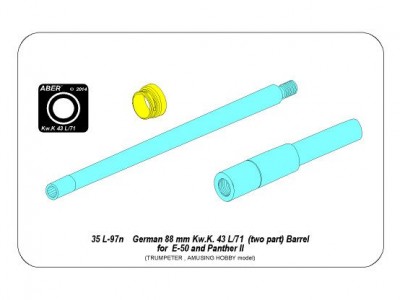 Lufa 88mm Kw.K. 43 L/71 do niemieckiego czołgu E-50 (dwuczęściowa) - 8
