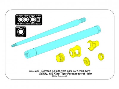 Lufa 8,8cm Kw.K 43/3 L/71 (dwuczęściowa) do czołgu Tiger II  z wieżą Porsche -późny - 12