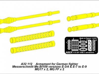 Armament for German fighter Me 109E-3 to E-9 - 5