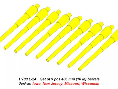 Zestaw 9 luf 406 mm do okr. typu: Missouri - 4