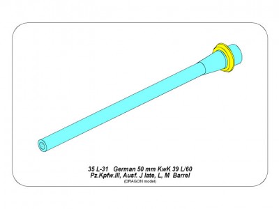German 50mm KwK 39 L/60 Pz.Kpfw. III, Ausf. J late L M barrel - 4