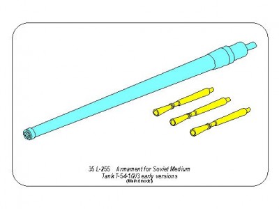 Uzbrojenie do rosyjskiego czołgu T-54-1: 1x100mm D-10T, 3x7,62 mm SGMT km - 13