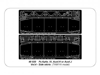 Niemiecki czołg średni Pz.Kpfw. IV, Ausf. H, J  wersja wczesna - cz. 4 - zestaw dodatkowy - osłony boczne - 4