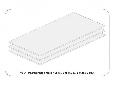 Polystyrene plates 195 x 315 x 0,75 mm x 3 pcs. - 2