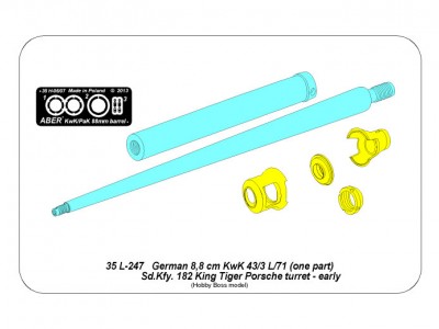 Lufa 8,8cm Kw.K 43/3 L/71 (jednoczęściowa) do czołgu Tiger II  z wieżą Porsche -wczesny - 12