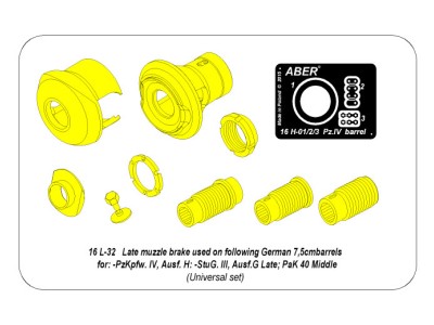 Late muzzle brake to barrels used in PzKpfw. IV, Ausf.H; Stug.III, Ausf.G or a/t gin PaK 40
