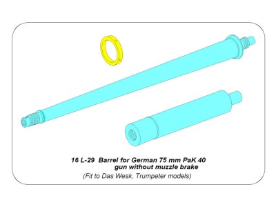 Barrel for German 75 mm PaK 40 gun without muzzle brake